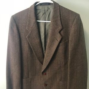 YSL Mens Brown Tweed Wool Sport Coat/Blazer